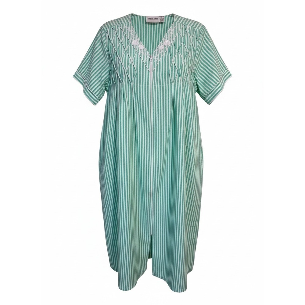 Country Store Seersucker Women's size Large Sleepwear‎ Zipper Stripe House Coat